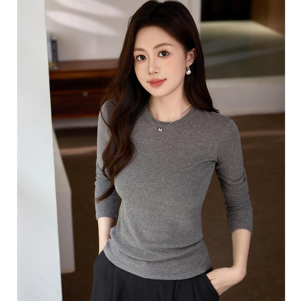 Boutique Mousse Cashmere Soft Waxy T-shirt Women's Long Sleeve Autumn and Winter New Inner Base Shirt