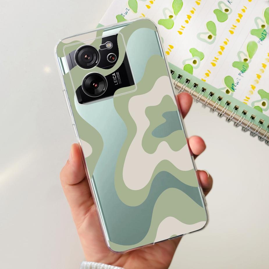 For Xiaomi 13T Pro Case Luxury Painted Back Cover Clear Silicone Phone Case For Xiaomi Mi 13T Pro 13TPro Soft Fundas 6.67'' Bags