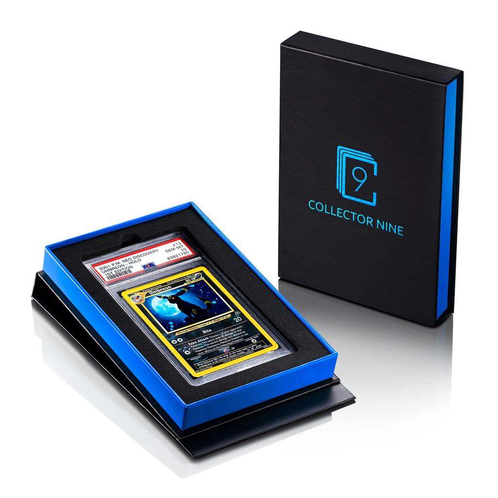 Collector Nine Display Gift Case Magnetic Flip Blue Grade Card Storage Box Slab Shipping Holder 3 PSA/CGC (Blue, PSA/CGC Pack)
