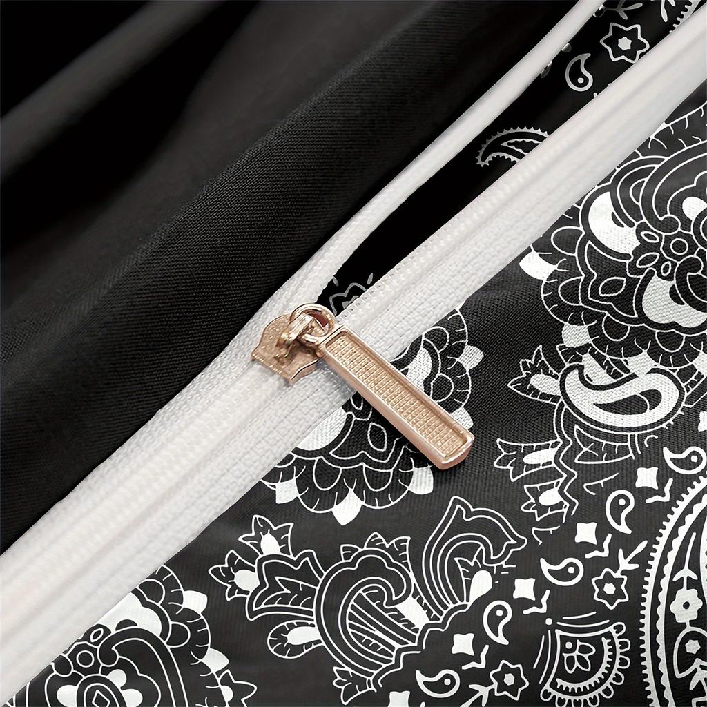 Luxueus Zacht & Ademend 2/3-delig 3D-geprint Zwart Boho Bandanna Dekbedovertrekset - Paisley Mandala Design - Voor Slaapkamers