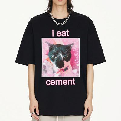 I Eat Cement Cat Grafica divertente Stampata T-shirt Uomo Donna Estate Moda Casual T-shirt in cotone Streetwear T-shirt a maniche corte