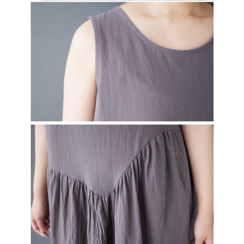 Dimanaf 2025 New Summer Women Plus Size Loose Vintage Dress Sleeveless Basic Sundress Casual Long Dress Maxi