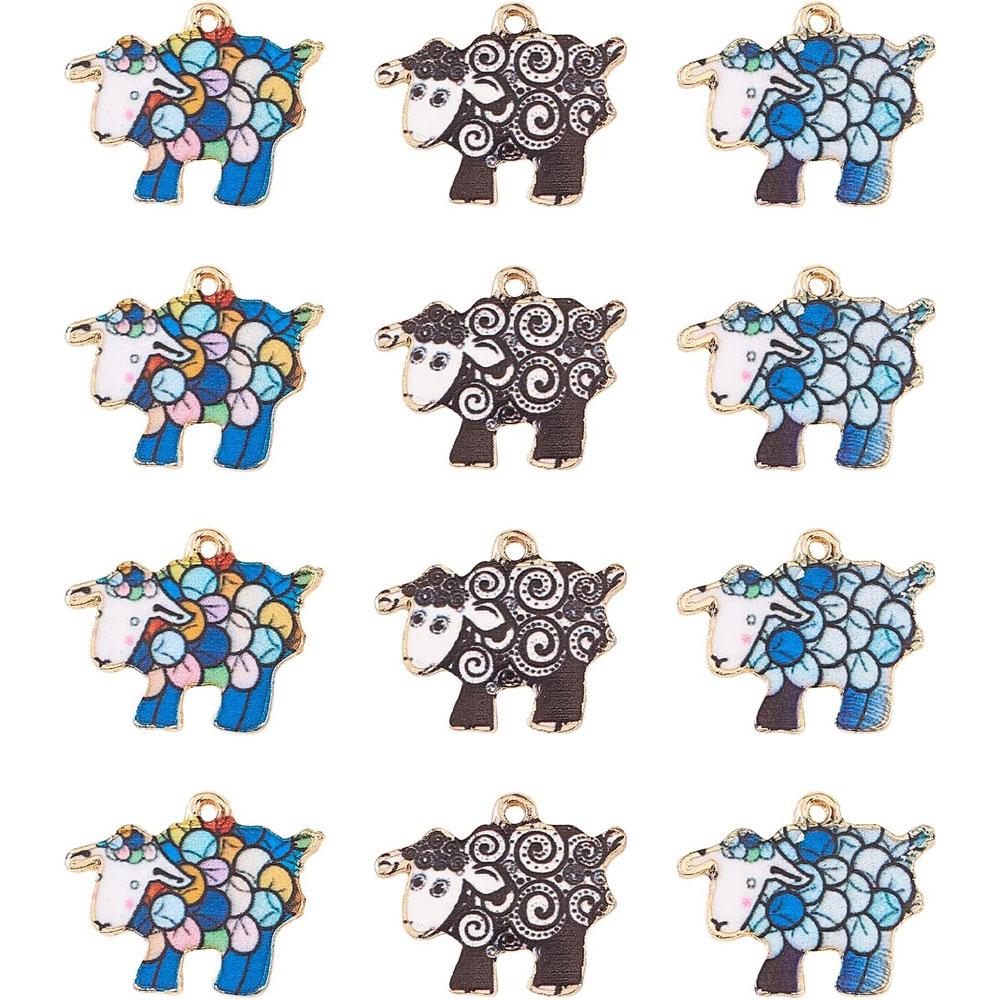 5/10/15 pezzi ciondolo ovile smaltato in lega, ciondolo animale carino, usato per braccialetto fai-da-te, collana, orecchino, creazione di gioielli