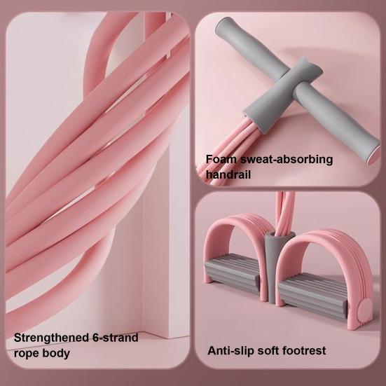 6-Tube Pedal Puller Resistance Band with Handle Multifunction Elastic Yoga Sit-up Pull Rope Men Women Pedal Tensioner Exerciser Workout Equipment