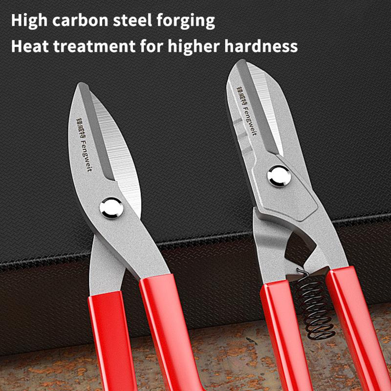 Professional Stainless Steel Scissors & Tin Snips For Metal, Leather & Copper Cutting - Multi-Directional Industrial Tool