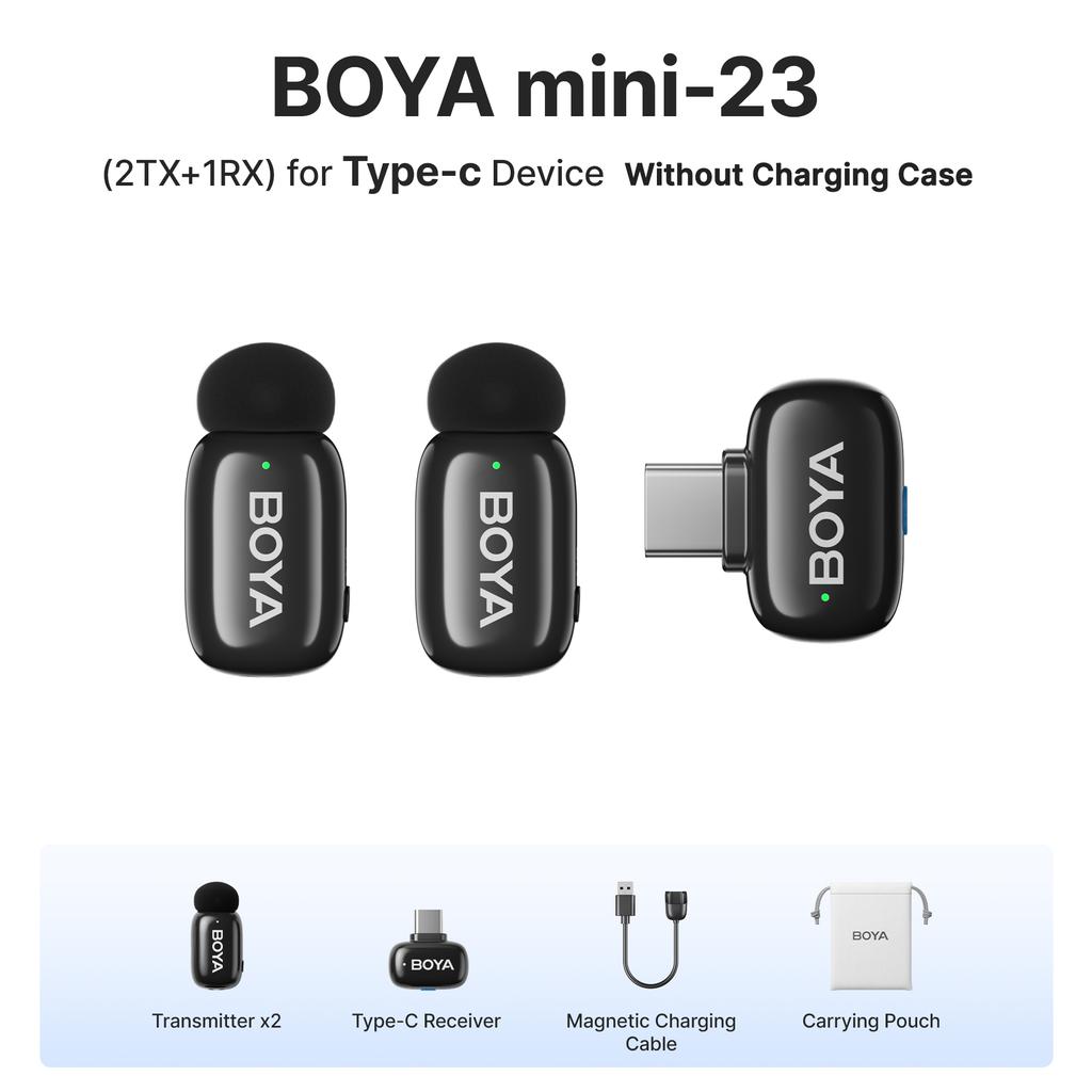 BOYA BOYA mini Wireless Lavalier Microphone for iPhone 15/16 Android USB-C Devices Noise Reduction for Video Recording Streaming