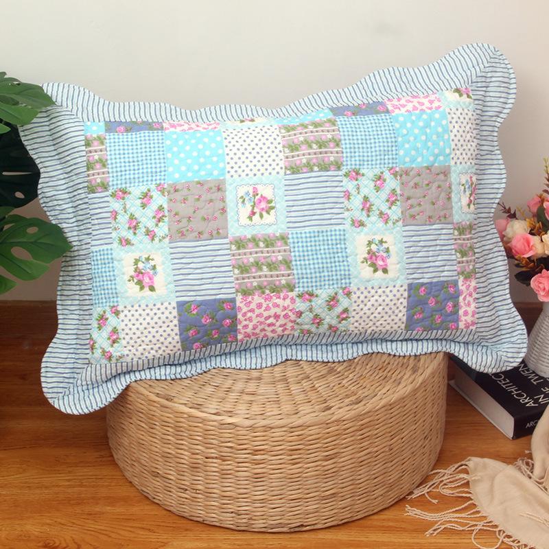 Soft and Comfortable Pillowcase Skin Friendly Breathable Fashionable Rustic Style Quilted Fabric Pillowcase Bedroom Decoration