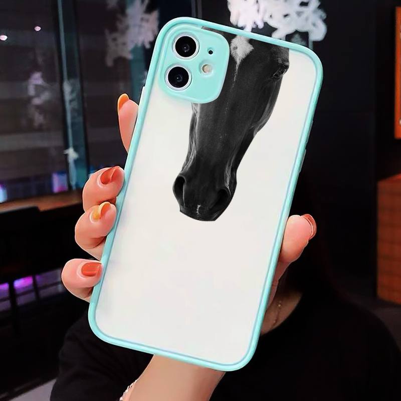 Horse Art Cartoon Design Pattern Phone Case Matte Transparent  For Iphone 7 8 11 12 Plus Mini X Xs Xr Pro Max Cover