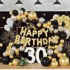 შავი ოქროსფერი და ვერცხლისფერი ბუშტი Happy Birthday ალუმინის ფოლგის კონფეტის ბუშტების ნაკრები დაბადების დღის ქორწილის სცენის დეკორაცია