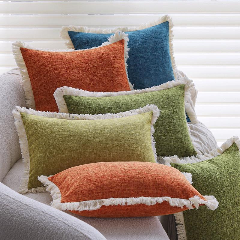 Husă de pernă de canapea din in gros, culoare solidă, pernă, pernă pentru living, pernă de spate, mașină, hotel, pernă pentru talie