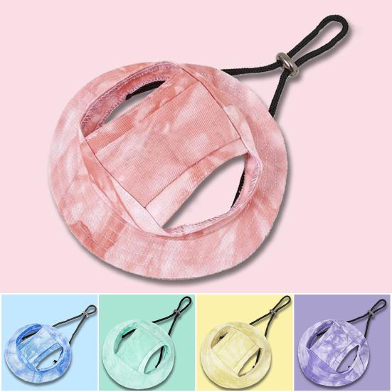 Pet Sun Hat Drawstring Adjustable Tie-Dye Denim Pet Hat Breathable Sun Protection Hat with Ear Holes for Dogs And Cats