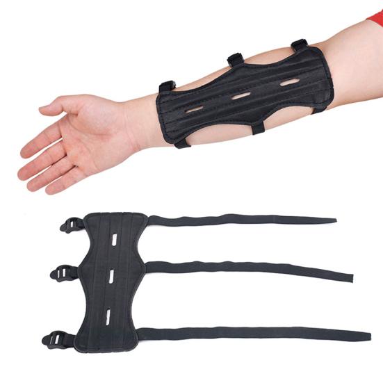 3 Straps Leather Archery Arm Guard  Outdoor Hunting Safety Protection Gear