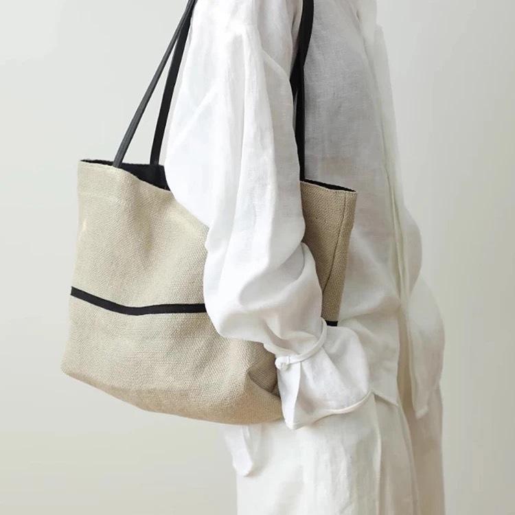 New High-end Light Luxury Cotton-linen Shoulder Bag, Large-capacity Commuter Handbag, Casual Versatile Tote Bag