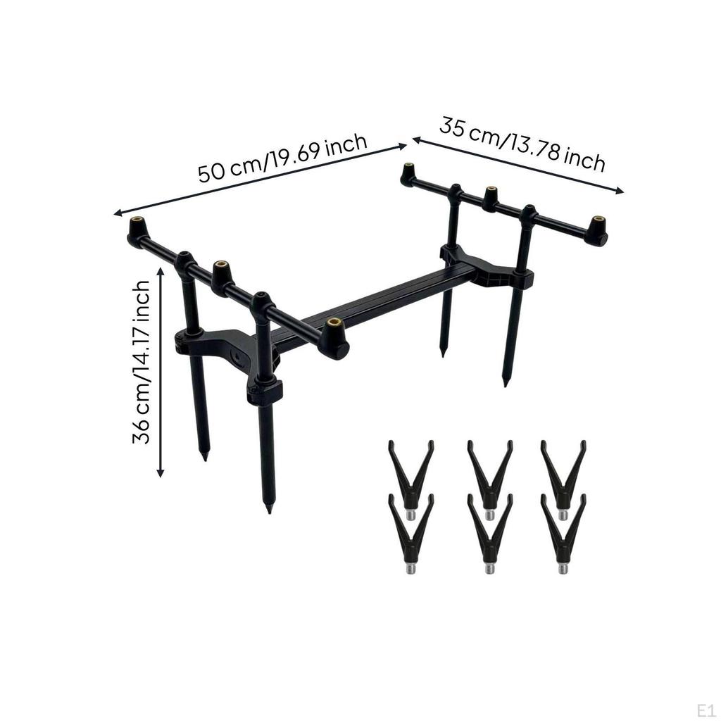 Double Rod Stand Stable Ground Stake Holder Adjustable Height Fishing Pole for