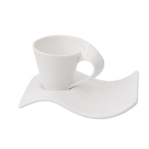Creative Wave Coffee Cup Saucer Set Couple Afternoon Tea Milk Cup and Snack Plate Home Kitchen Ceramic Mug White Drinkware