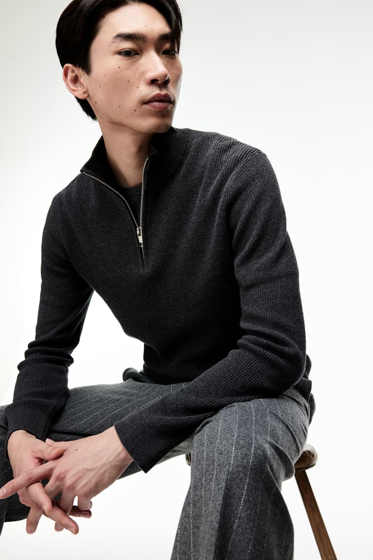 

Свитер HM slim Fit темно-серый XS
