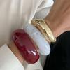 Fashion Fresh Gradient Texture Resin Bracelet Geometric Irregular Alloy Bangle for Women