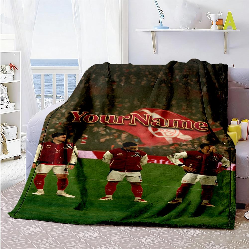 Arsenal Personalisierte Namensdecke Überwurf Personalisierte Decke Weich & Gemütlich Vielseitig für Heimdekoration Wohnzimmer Bettwäsche Stuhl Vier Jahreszeiten Mehrzweck