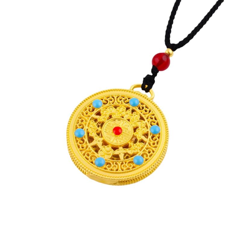 Náhrdelník s přívěskem z pískového zlata Buddha Dragon Yellow Gold Černý provazový řetízek na krk