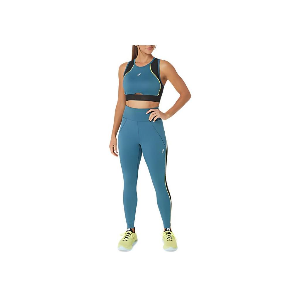 Asics Mesh Panel Training Tight Solid Color High Waist Elastic Slim Fit Leggings Women Leggings Blue 2032C711-407