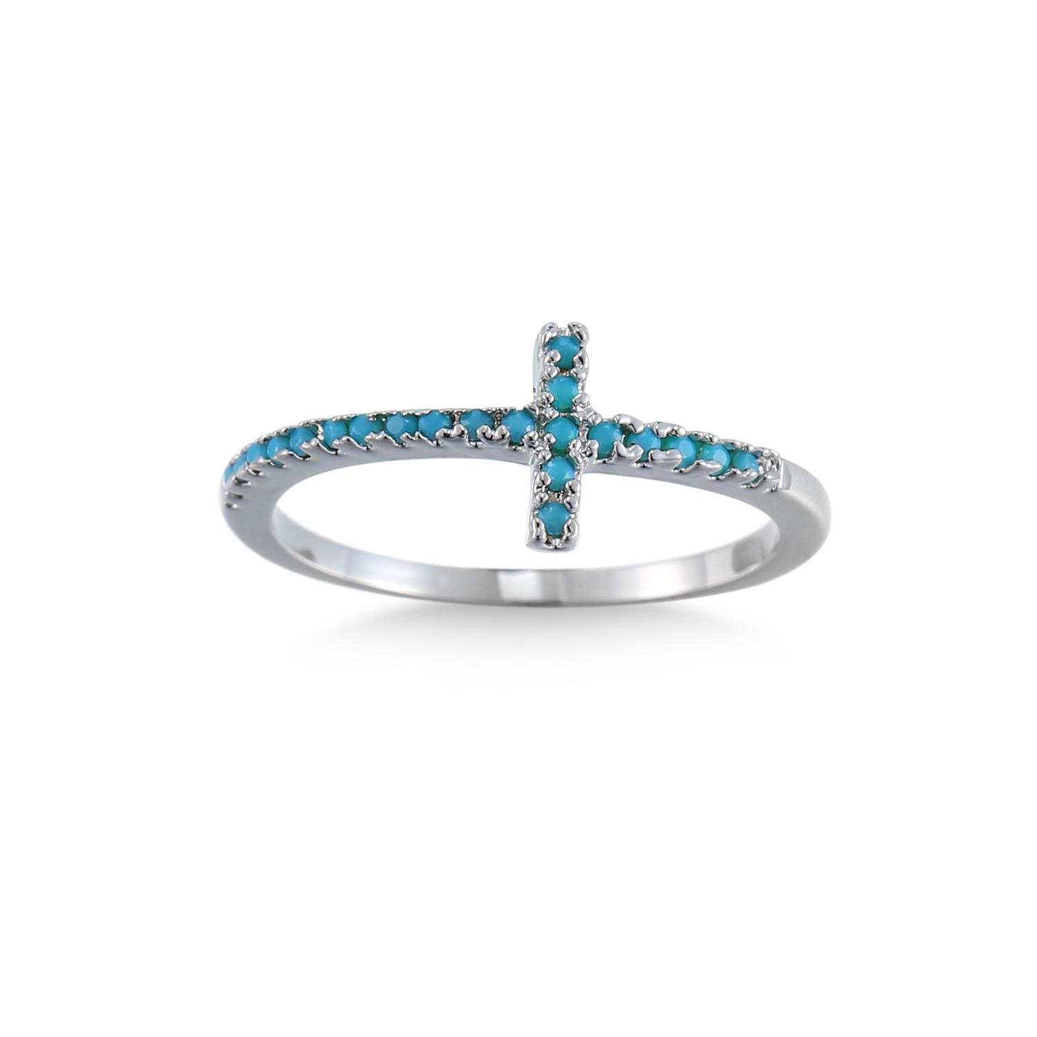 

Кільце у формі хреста з цирконом SODROV 12 синій