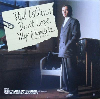 7inch Record PHIL COLLINS - Don't Lose My Number (Extended Vers 7895367 Atlantic 1985 Canada Rock Used