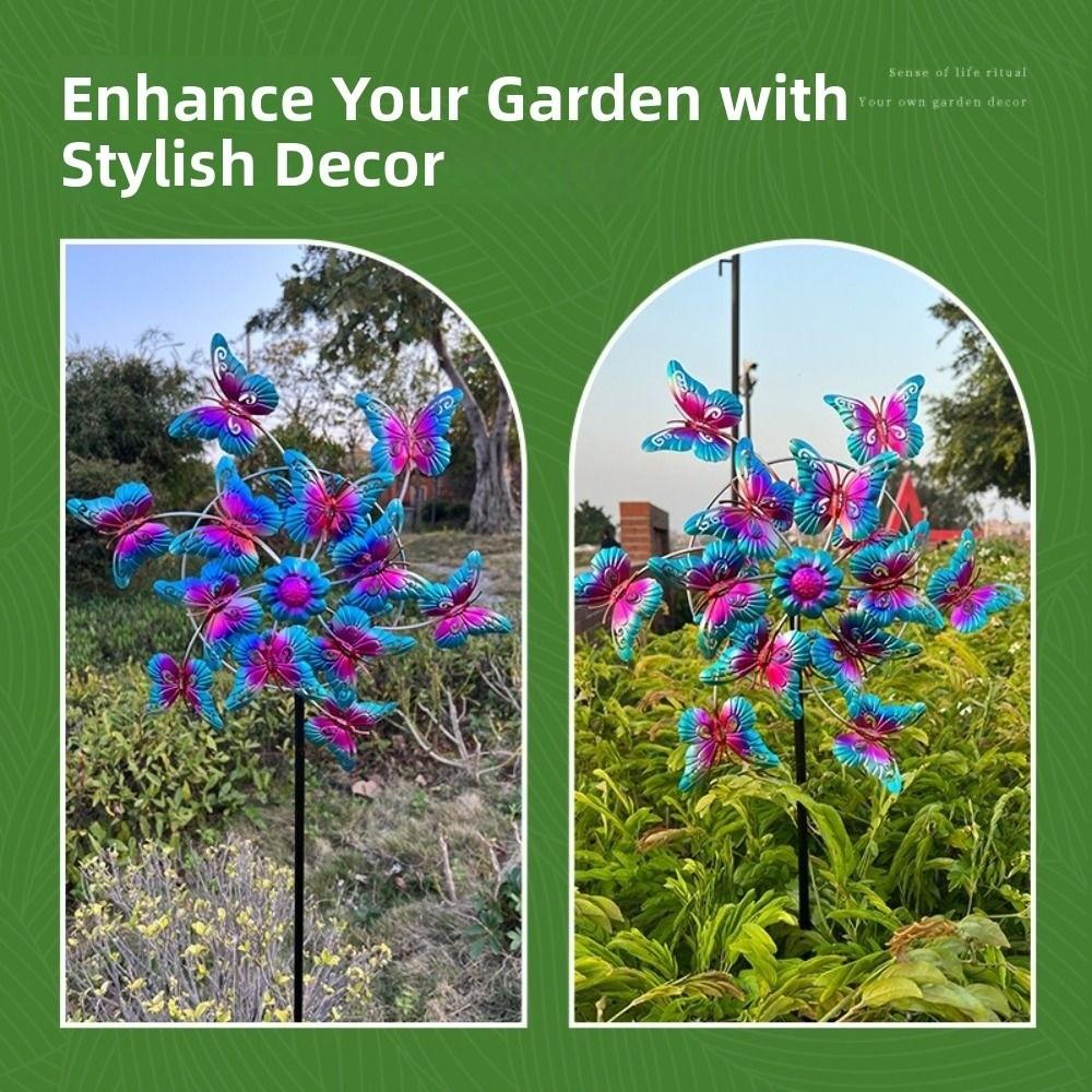 Removable Butterfly Wind Spinner Iron Art Wind Collectors Rotator Gardening Plug Pinwheel  Lawn