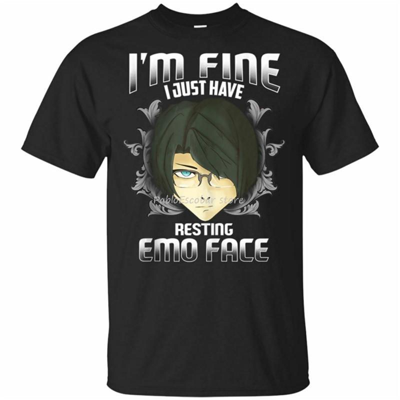 

men summer tshirt male teeshirt Resting Emo Face Anime Gift Black TShirt S6Xl Loose Size Top Tee Shirt S