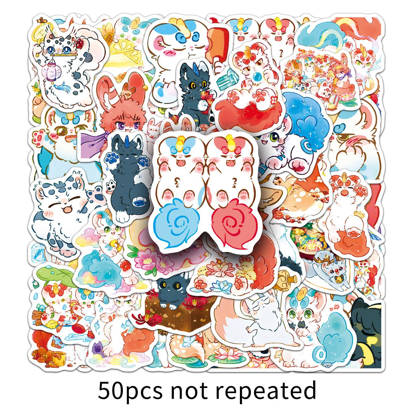 50 Cartoon Animal Stickers: Cute Designs for Journals, Computers, and Thermoses