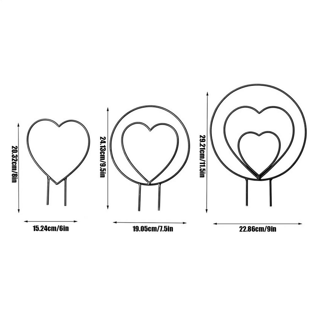 Garden Plant Support Stake Stand Round Vine Climbing Rack Iron heart-Shaped Flower Plant Trellis Support Frame Garden Decor