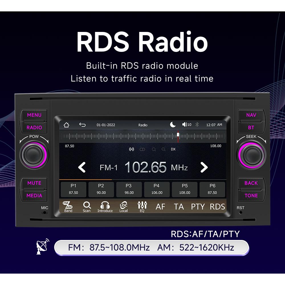 Car Radio 2 Din,7 inches,Ford Focus 2007 Mondeo S-max C MAX Kuga Galaxy Fiesta Transit Fusion,Android Auto,Multimedia Player