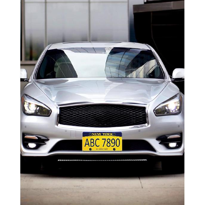 Front License Plate Bracket Holder - Universal Front Mounting Kit, Plastic Bumper Car Tag Adapter With Copper Threaded, With Screws Caps And