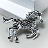 Elegant Equestrian Enamel Brooch with Crystal Accent Metal Pin Fashion Clothing Accessory for Daily Accessorizing