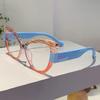 Large Frame Cat Eye Glasses Stylish Oversized Leopard Anti-blue Eyeglasses Fashion Gradient Color Plain Glasses for Men Women