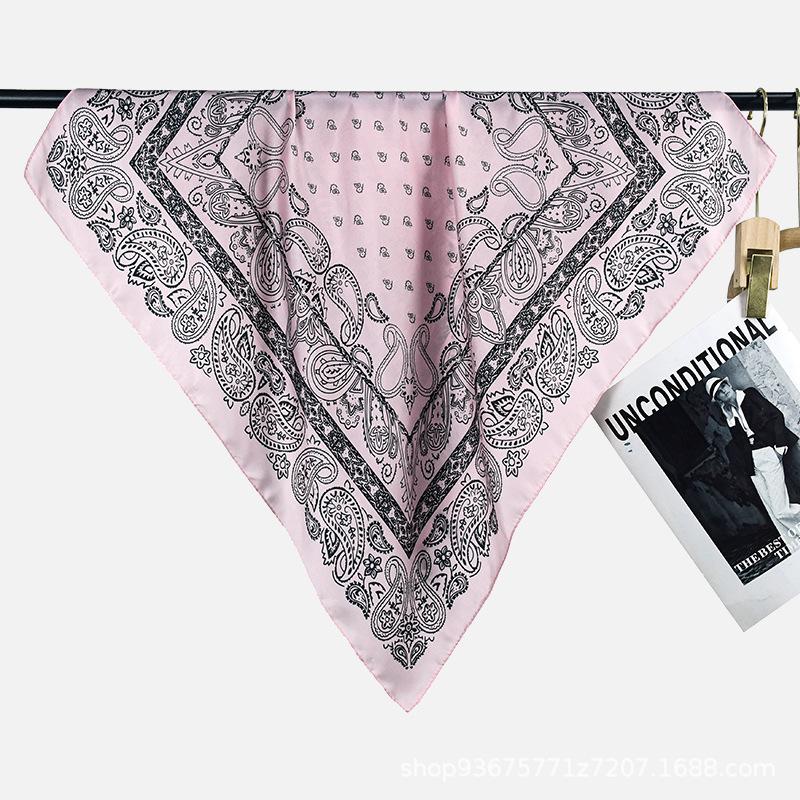 Versatile and practical 71 imitation silk double cashew flower square scarf scarf new black fashion women's neck silk scarf