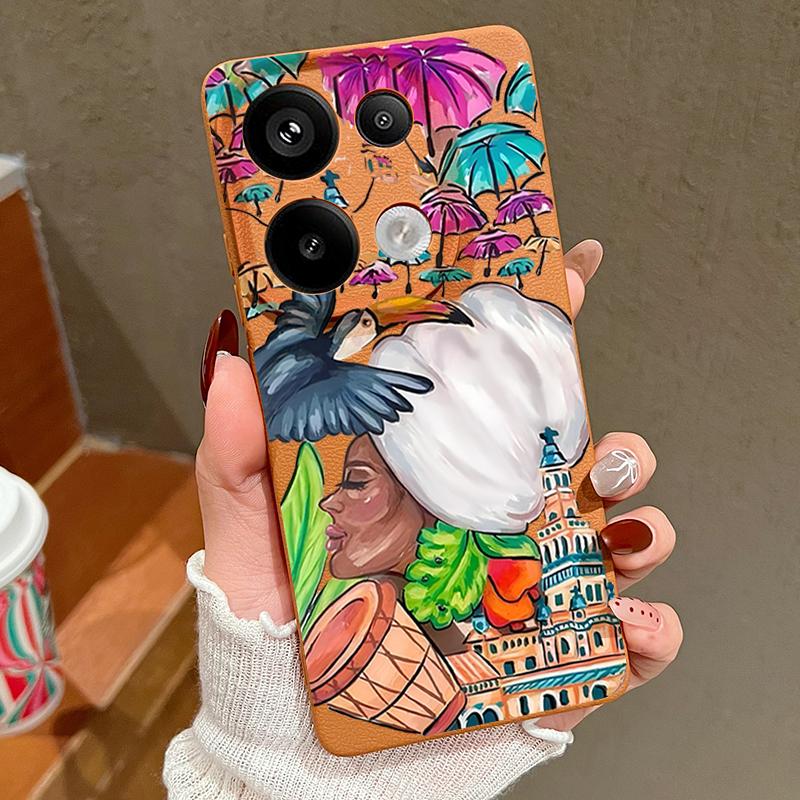 Tropical-style Toucan Pattern Case Xiaomi 14T 13T 11T Pro Leather Texture Silicone Cover Funda For Redmi Note 14 13 Pro 4G 5G 12 11