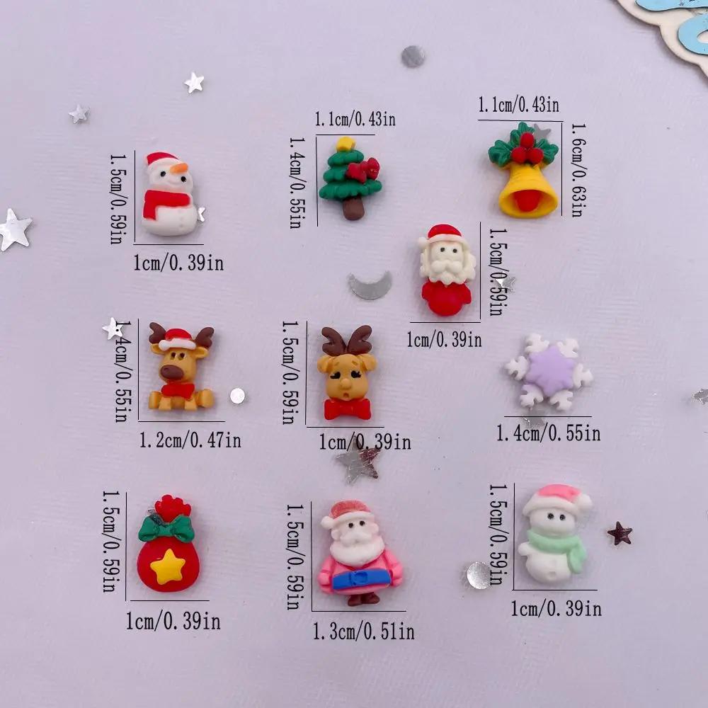 20pcs Resin Mini Colorful Painted Christmas Snowman Tree Santa Claus Deer Snowflower Bow Flatback Figurines DIY Scrapbook Crafts