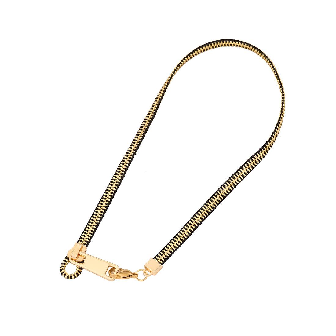 

European and American style unique zipper head necklace, fashionable design copper neck jewelry accessories exclusive supply золотой