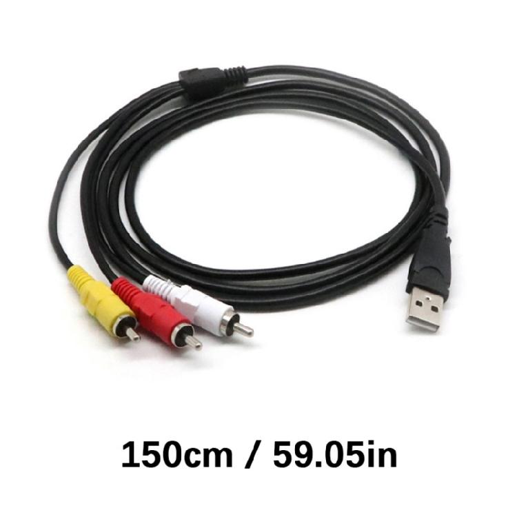 Flexible 150CM USB To 3RCA AV Adapter Cable For HDTV PC And Home Entertainment Systems