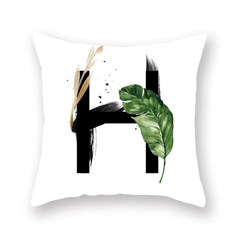 Sofa Pillow Cushion Wholesale Nordic Style Plant English Alphabet Peach Skin Pillowcase