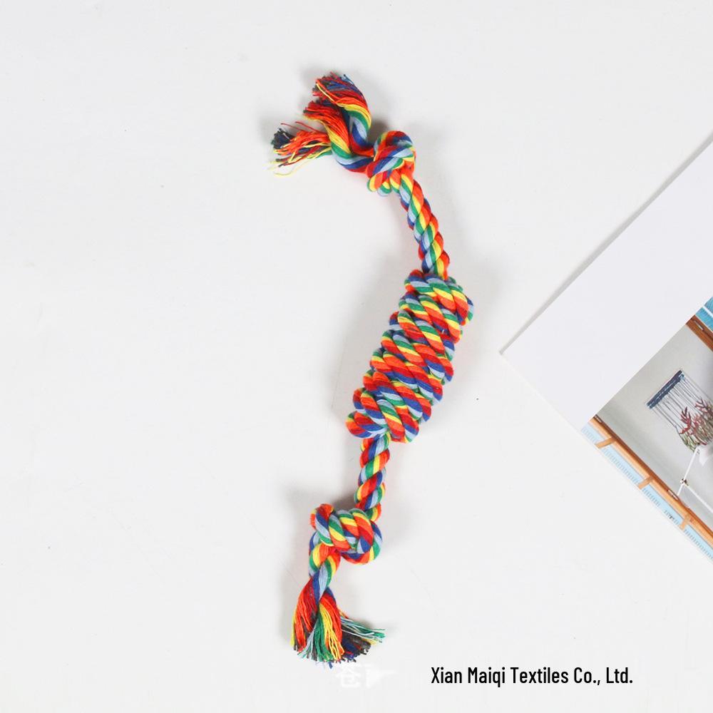 Durable Rainbow Cotton Rope Dog Teething Toys - Knot Set