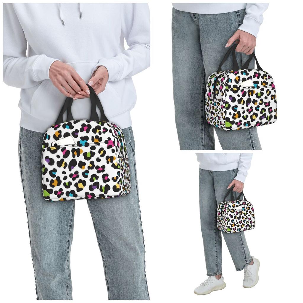 Orange Leopard Insulated Lunch Bag for Kids School Cooler Thermal Food Box Tote Portable Lunch Boxes Container