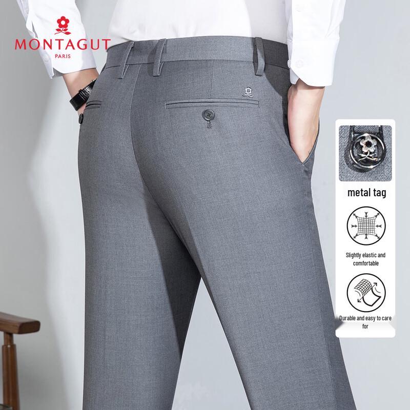 MONTAGUT Men s Easy-Care Straight-Leg Business Casual Trousers 2XL