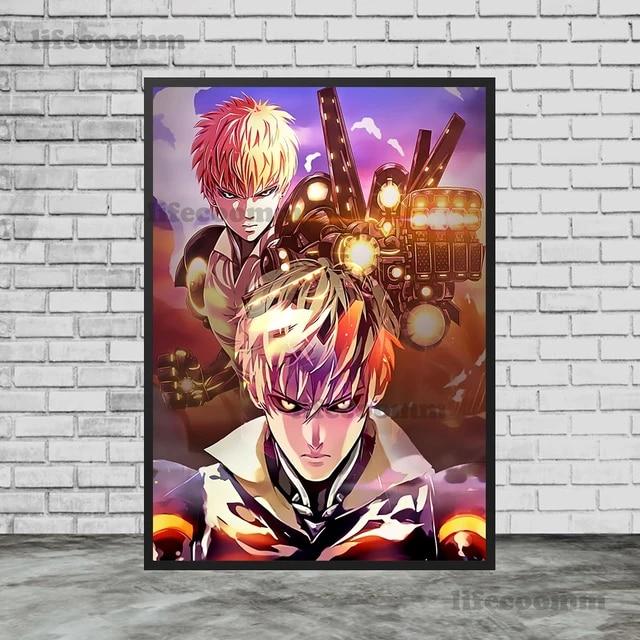 One Punch Man Janos, Saitama Hot Blooded Animație Poster și imprimare Decor Artă de perete Pânză Pictură pentru camera de zi Imprimare artistică fără cadru