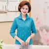 Autumn Cotton Lapel T-shirt for Middle-aged & Elderly Women - Long-Sleeve, Loose Fit, Plus Size