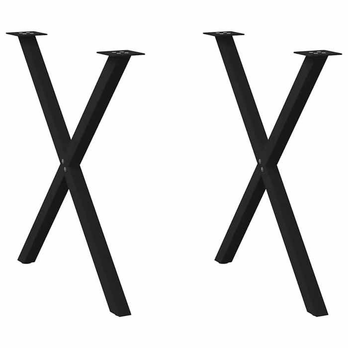 VidaXL Dining Table Legs In X-Shape, 2 Pieces, Black, 80 X (72-73) Cm, Steel 4012920