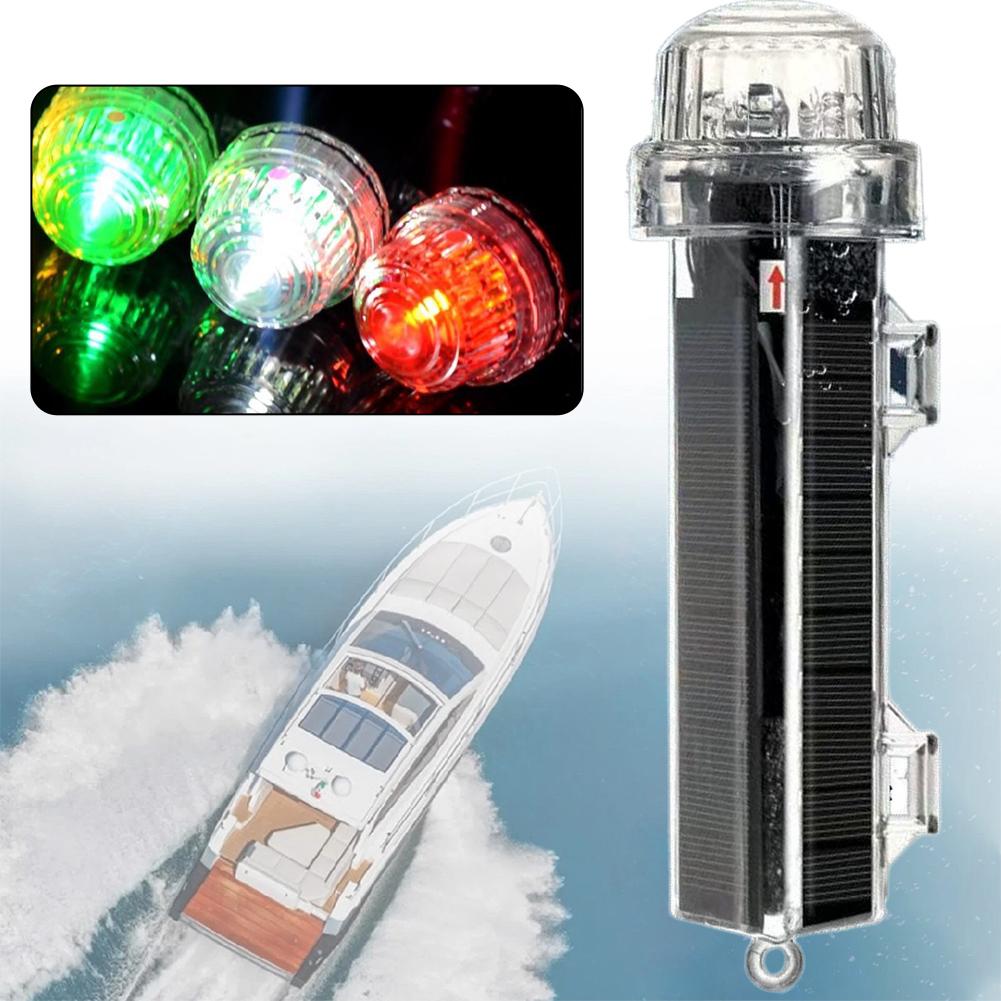 Solar Ocean Signal Light Navigation Signal Light Waterproof Flash LED Night Warning Light Yacht and Fishing Boat Accessories