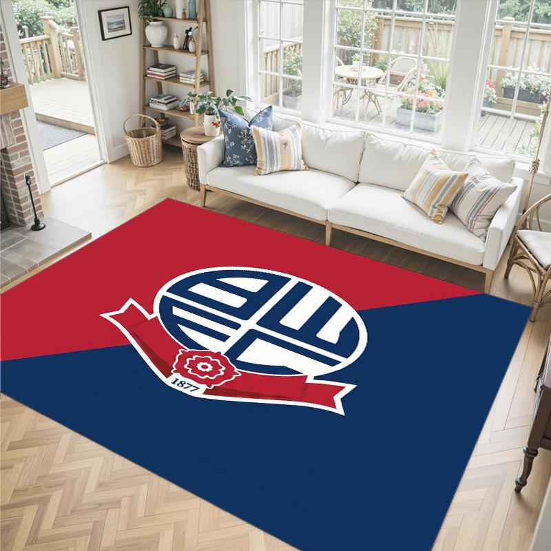 Bolton Wanderers FC Design Crystal Velvet Carpet Cozy Non?Slip Printed Rug For Bedroom Living Room Entrance