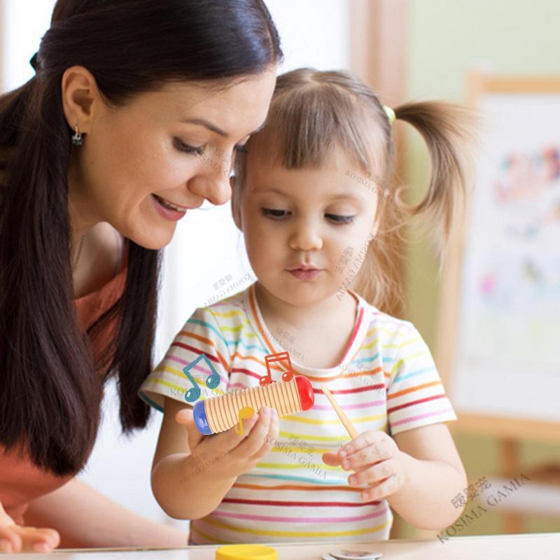 For Guiro Instrument Wooden Kids Toy Early Music Education Percussion Training Tool with Scraper for Musical Tone Development