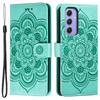 For Samsung Galaxy S25 FE Case PU Leather Mandala Imprinted Design Wallet Phone Cover with Wrist Strap
